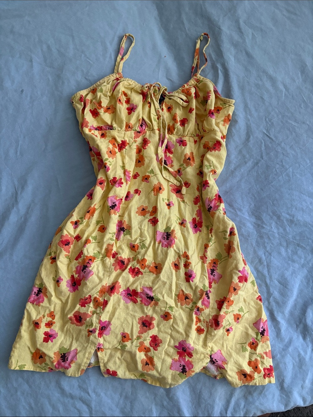 wild fable Yellow Floral Mini Dress with Pink & Orange Flowers